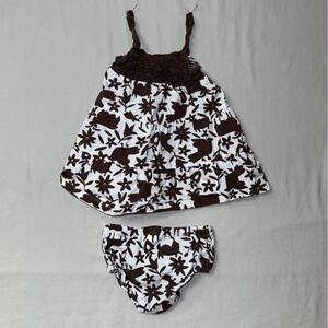 Old Navy Boho Bird Dress Set Newborn Baby Infant 0-3 Mo Girl Crochet Brown Fall